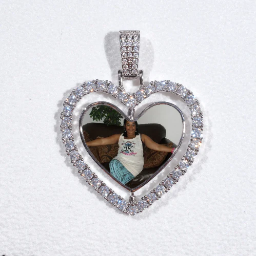 3D Spinning 2-Faced Heart Custom Picture Pendant