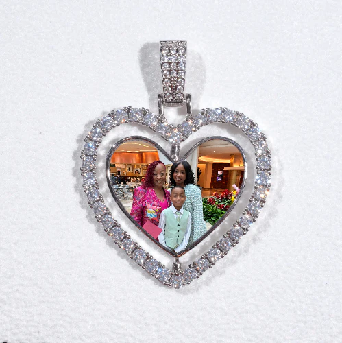 3D Spinning 2-Faced Heart Custom Picture Pendant