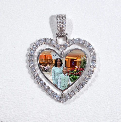 3D Spinning 2-Faced Heart Custom Picture Pendant