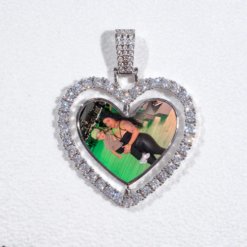 3D Spinning 2-Faced Heart Custom Picture Pendant