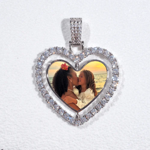 3D Spinning 2-Faced Heart Custom Picture Pendant