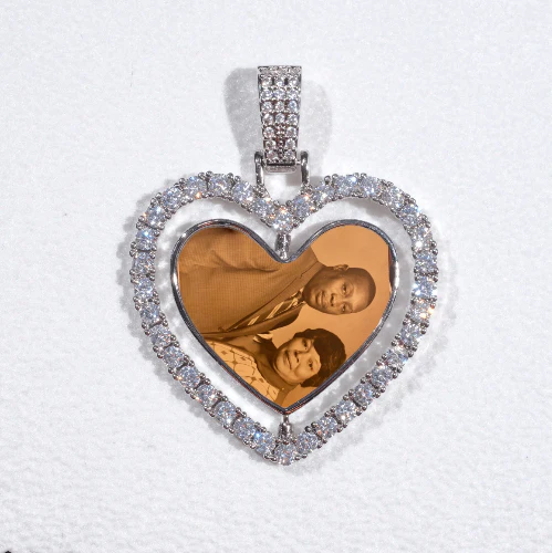 3D Spinning 2-Faced Heart Custom Picture Pendant
