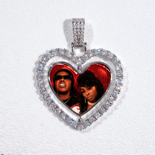 3D Spinning 2-Faced Heart Custom Picture Pendant