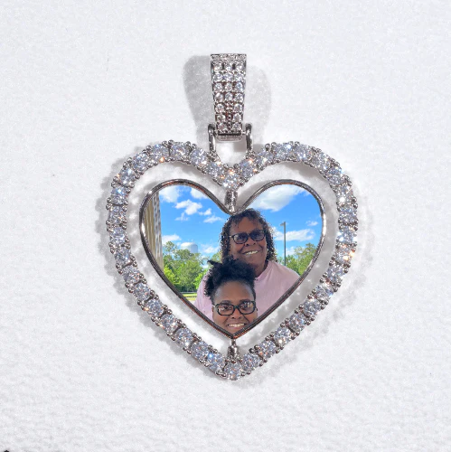3D Spinning 2-Faced Heart Custom Picture Pendant