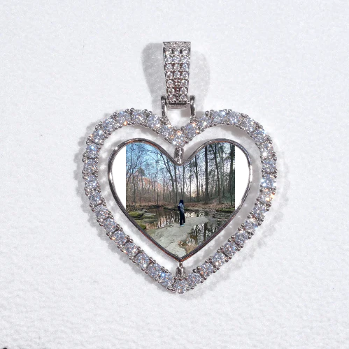 3D Spinning 2-Faced Heart Custom Picture Pendant