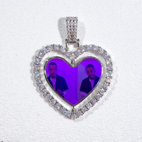 3D Spinning 2-Faced Heart Custom Picture Pendant