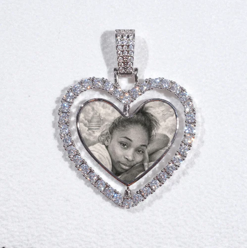 3D Spinning 2-Faced Heart Custom Picture Pendant