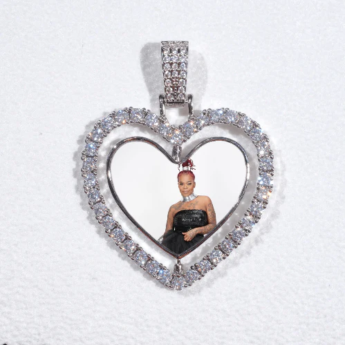 3D Spinning 2-Faced Heart Custom Picture Pendant