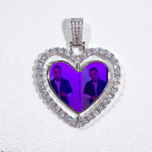 3D Spinning 2-Faced Heart Custom Picture Pendant