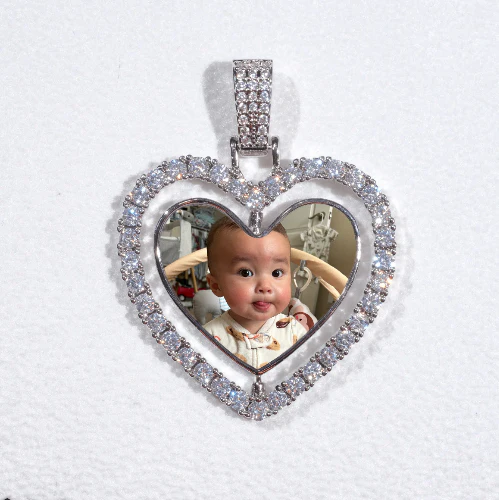 3D Spinning 2-Faced Heart Custom Picture Pendant