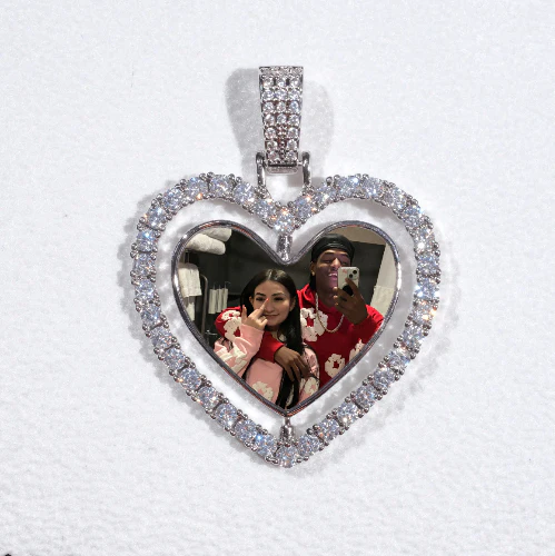 3D Spinning 2-Faced Heart Custom Picture Pendant