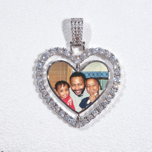 3D Spinning 2-Faced Heart Custom Picture Pendant