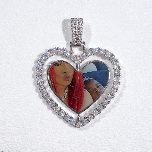 3D Spinning 2-Faced Heart Custom Picture Pendant