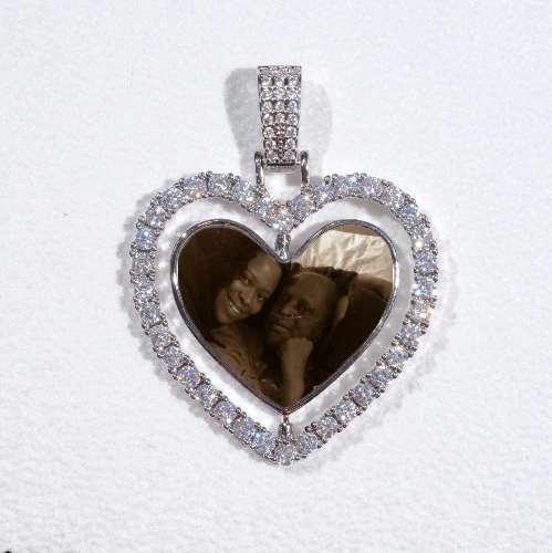 3D Spinning 2-Faced Heart Custom Picture Pendant