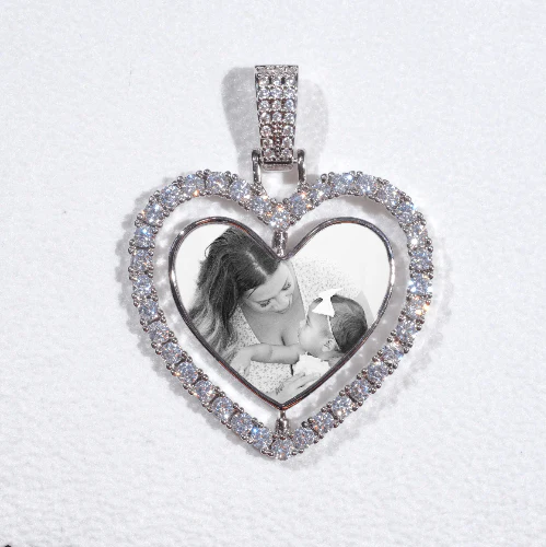 3D Spinning 2-Faced Heart Custom Picture Pendant