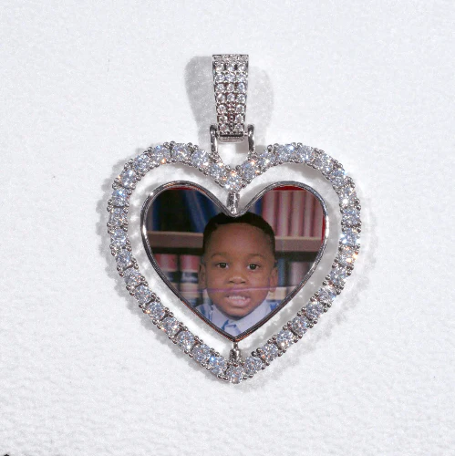3D Spinning 2-Faced Heart Custom Picture Pendant