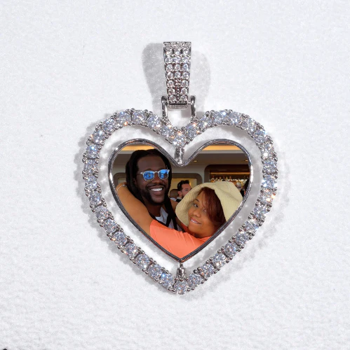 3D Spinning 2-Faced Heart Custom Picture Pendant