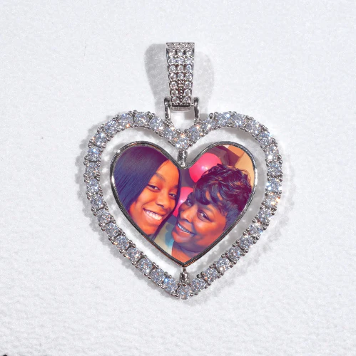 3D Spinning 2-Faced Heart Custom Picture Pendant