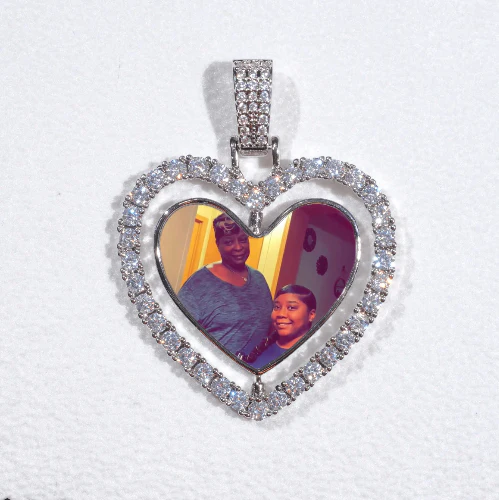 3D Spinning 2-Faced Heart Custom Picture Pendant