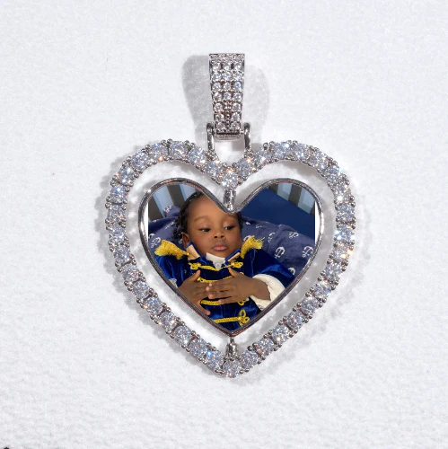 3D Spinning 2-Faced Heart Custom Picture Pendant