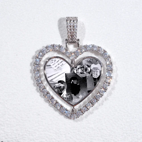 3D Spinning 2-Faced Heart Custom Picture Pendant