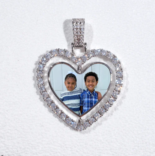 3D Spinning 2-Faced Heart Custom Picture Pendant
