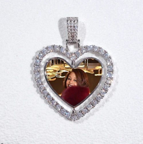 3D Spinning 2-Faced Heart Custom Picture Pendant