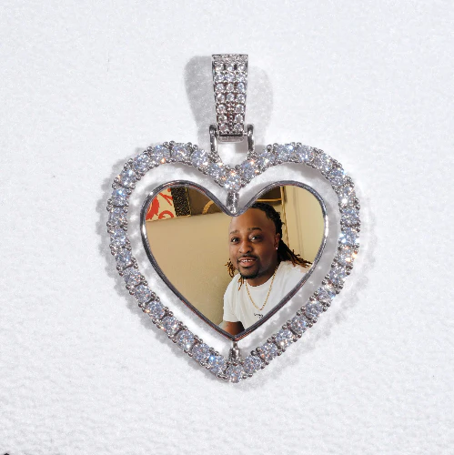 3D Spinning 2-Faced Heart Custom Picture Pendant