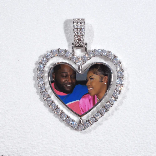 3D Spinning 2-Faced Heart Custom Picture Pendant