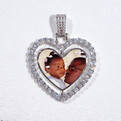 3D Spinning 2-Faced Heart Custom Picture Pendant