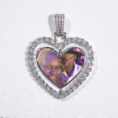3D Spinning 2-Faced Heart Custom Picture Pendant
