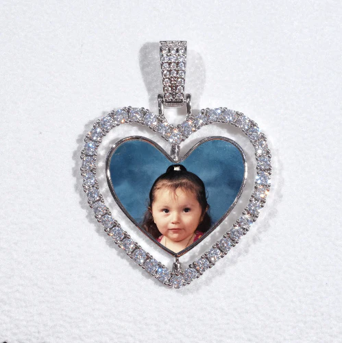 3D Spinning 2-Faced Heart Custom Picture Pendant