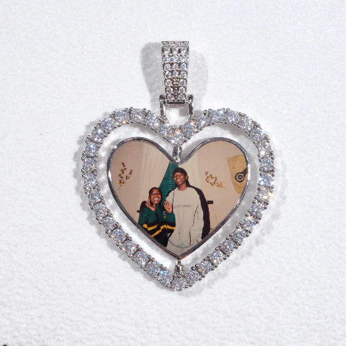 3D Spinning 2-Faced Heart Custom Picture Pendant