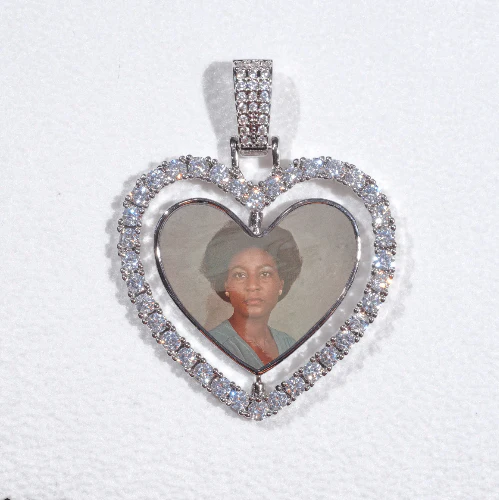 3D Spinning 2-Faced Heart Custom Picture Pendant