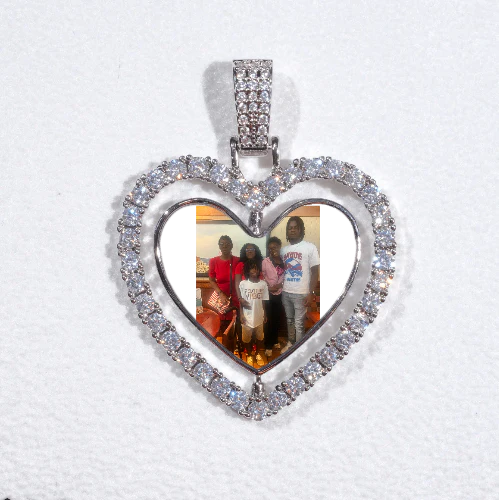 3D Spinning 2-Faced Heart Custom Picture Pendant