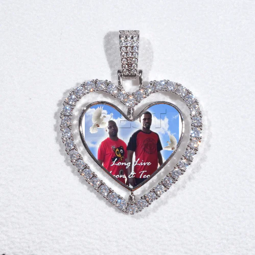 3D Spinning 2-Faced Heart Custom Picture Pendant