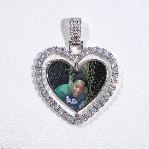 3D Spinning 2-Faced Heart Custom Picture Pendant