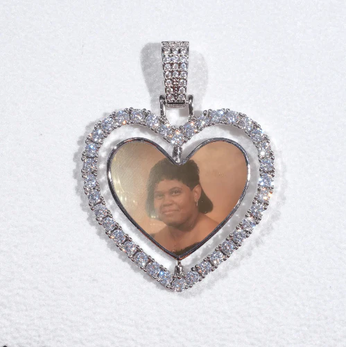 3D Spinning 2-Faced Heart Custom Picture Pendant