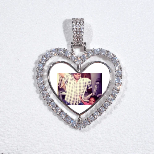 3D Spinning 2-Faced Heart Custom Picture Pendant