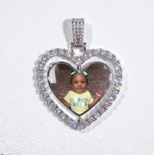 3D Spinning 2-Faced Heart Custom Picture Pendant