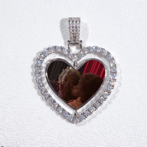 3D Spinning 2-Faced Heart Custom Picture Pendant
