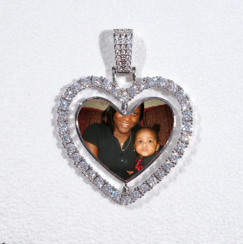 3D Spinning 2-Faced Heart Custom Picture Pendant