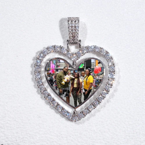 3D Spinning 2-Faced Heart Custom Picture Pendant