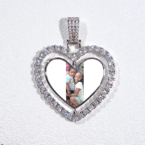 3D Spinning 2-Faced Heart Custom Picture Pendant