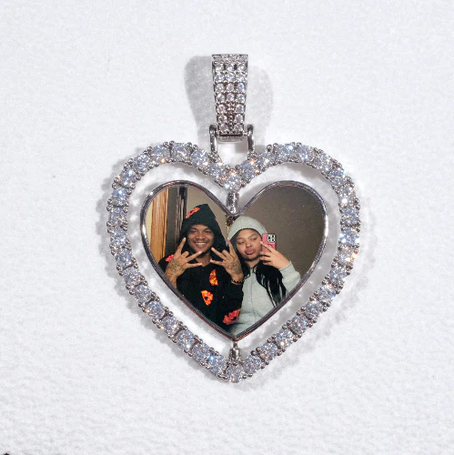 3D Spinning 2-Faced Heart Custom Picture Pendant