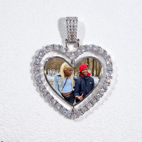 3D Spinning 2-Faced Heart Custom Picture Pendant