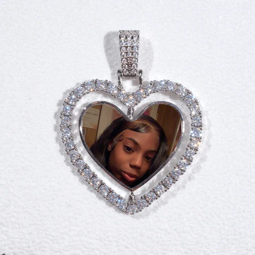 3D Spinning 2-Faced Heart Custom Picture Pendant