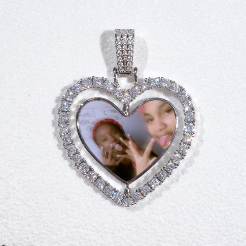 3D Spinning 2-Faced Heart Custom Picture Pendant