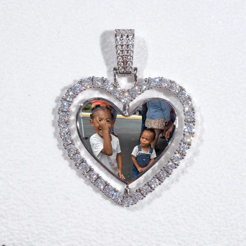 3D Spinning 2-Faced Heart Custom Picture Pendant