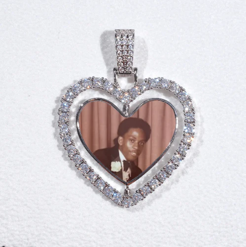 3D Spinning 2-Faced Heart Custom Picture Pendant